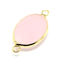 Vedhæng, oval rosa krystal, 26x14mm, FG, 1 stk